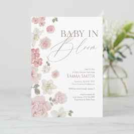 Baby In Bloom Rosa Florale Babyparty Einladung