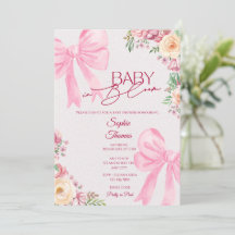 Baby in Bloom Rosa Florale Babyparty-Einladung