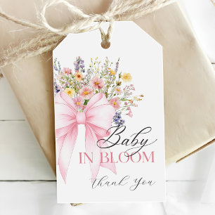 Baby In Bloom Rosa Schleife Baby-Geschenkanhänger Geschenkanhänger