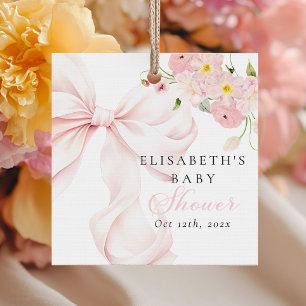 Baby in Bloom Rosa Schleife Baby Shower Geschenkanhänger