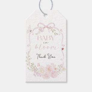 Baby in Bloom Rosa Schleifen-Geschenkanhänger Geschenkanhänger
