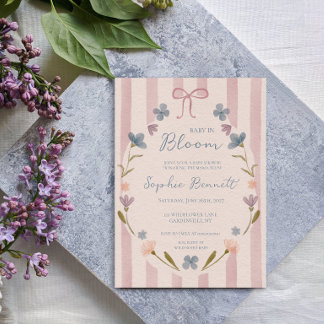 Baby in Bloom Rosa Wildblumen-Blüten-Baby-Party Einladung