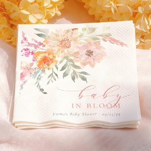 Baby In Bloom Rosafarbenes Blumen-Mädchen-Baby-Par Serviette