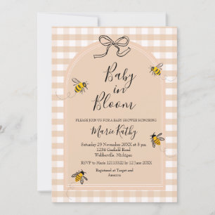 Baby in Bloom Rustic Bee Daisy Einladung