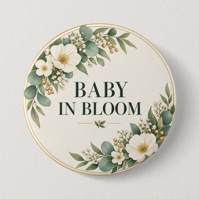 Baby in Bloom Salbeigrüne Botanik Button (Vorderseite)
