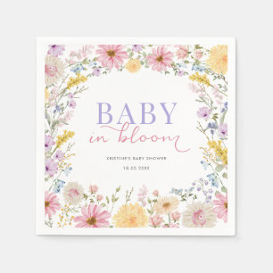 Baby in Bloom: Sanfte wilde Blumenwiese Baby-Party Serviette
