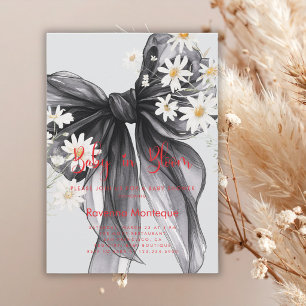 Baby in Bloom Schwarz Chic Floral Bogen Baby Showe Einladung