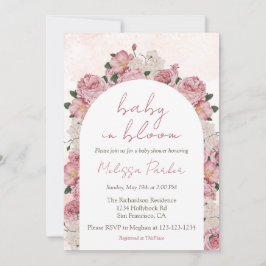 Baby in Bloom Script Rosa Bloral Baby Dusche Einladung