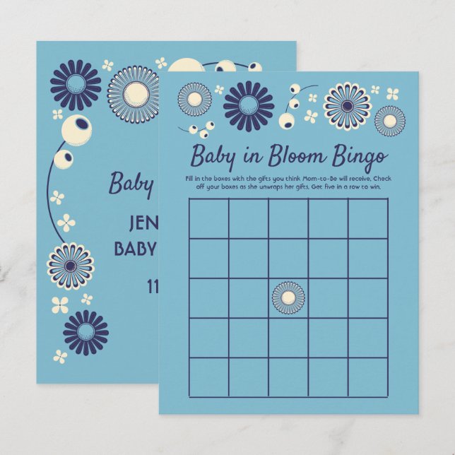 Baby in Bloom Shower Bingo Spielkarten Ankündigungspostkarte (Vorne/Hinten)