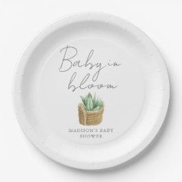 Baby in Bloom Simple Succulent Baby Dusche Pappteller
