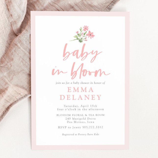 Baby in Bloom Soft Pink Baby Dusche Einladung (Von Creator hochgeladen)