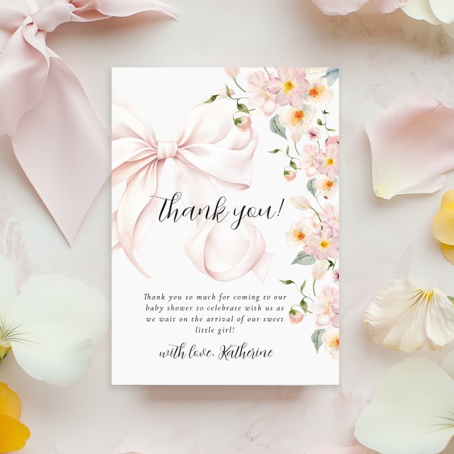Baby in Bloom Soft Pink Bow Kinderdusche Einladung (Von Creator hochgeladen)