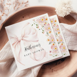 Baby in Bloom Soft Pink Bow Kinderdusche Einladung Serviette