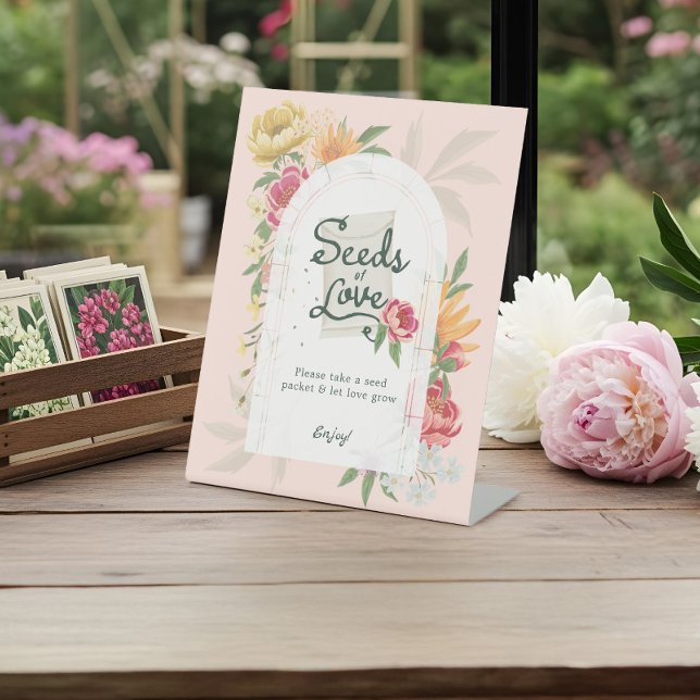 Baby in Bloom Sommer Blumengarten Samen der Liebe Sockelschild (Baby in Bloom Summer Floral Garden Seeds of Love Pedestal Sign)