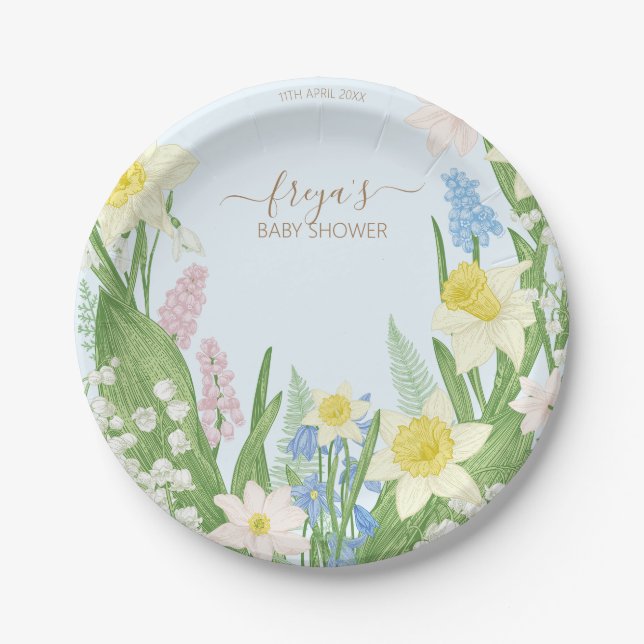 Baby in Bloom Spring Easter Baby Dusche Pappteller (Vorderseite)