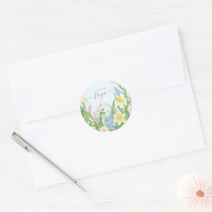 Baby in Bloom Spring Easter Baby Dusche Runder Aufkleber