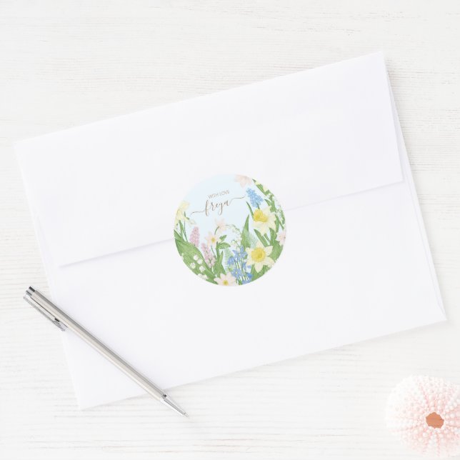 Baby in Bloom Spring Easter Baby Dusche Runder Aufkleber (Umschlag)
