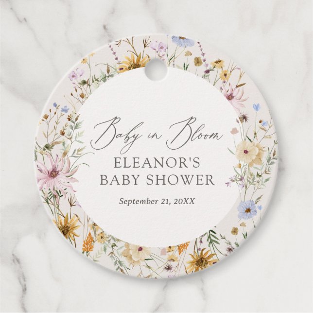 Baby in Bloom Spring Wildblume Babydusche Geschenkanhänger (Vorderseite)