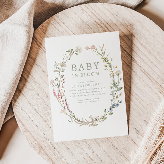 Baby in Bloom Spring Wildblume Bloral Baby Dusche Einladung (Von Creator hochgeladen)