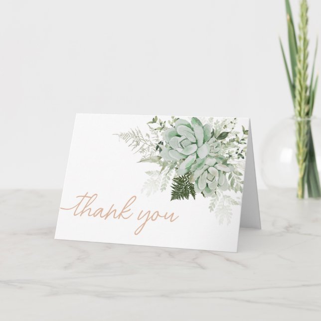 Baby in Bloom Succulent Baby Dusche Dankeskarte (Vorderseite)