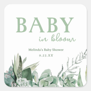 Baby in Bloom Succulent Quadratischer Aufkleber