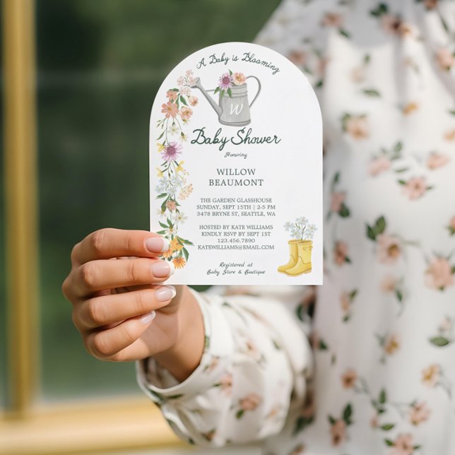 Baby in Bloom Summer Floral Garden Baby Dusche Einladung (Baby in Bloom Summer Floral Garden Baby Shower Invitation (Front))