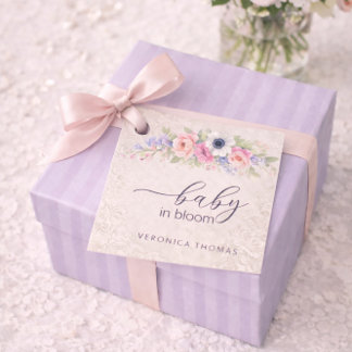 Baby in Bloom Süße Florale Babyparty Geschenkanhänger