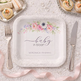 Baby in Bloom Sweet Floral Baby Shower Pappteller