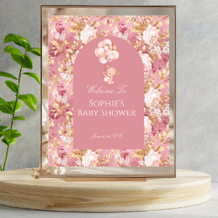 Baby In Bloom Teddy Bear Willkommen Poster
