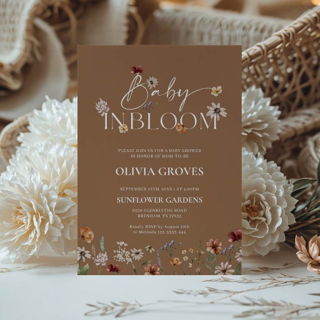 Baby in Bloom Terracotta Wildblume Babydusche Einladung (Von Creator hochgeladen)