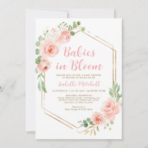 Baby in Bloom Twins Baby shower Invitation