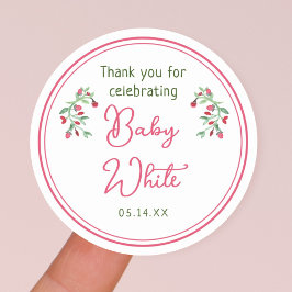 Baby in Bloom Vielen Dank für Ihr Jubiläum Runder Aufkleber