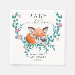 Baby in Bloom Wald Fuchs Grüne Baby-Party Serviette