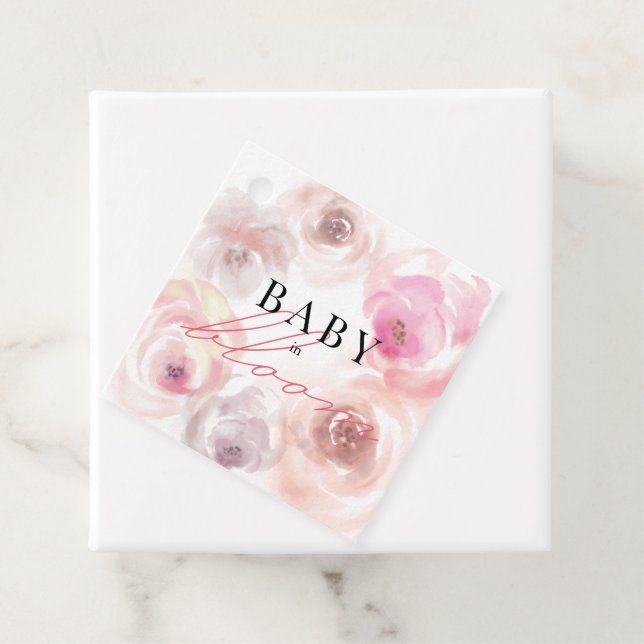 Baby in Bloom Wasserfarbe Rose Kinderdusche Geschenkanhänger (Beispiel)