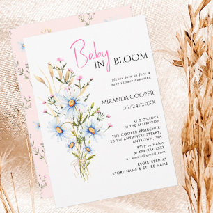 Baby in Bloom Wasserfarbe Wildblume Kinderdusche Einladung