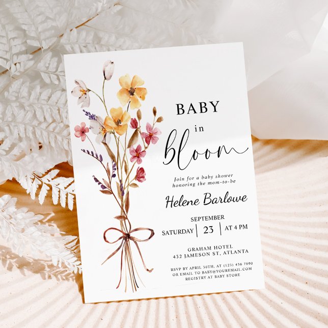 Baby in Bloom Wasserfarbe Wildblume Kinderdusche Einladung (Baby In Bloom Watercolor Wildflower Baby Shower Invitation)