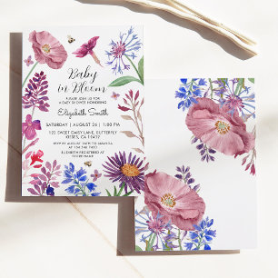 Baby in Bloom Watercolor Blume Kinderdusche Einladung