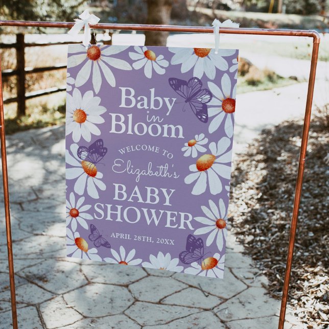 Baby in Bloom Watercolor Daisies & Butterfly Poster (Von Creator hochgeladen)