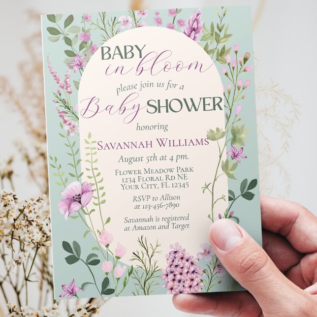 Baby in Bloom Watercolor Wildblumen Kinderdusche Einladung (Von Creator hochgeladen)