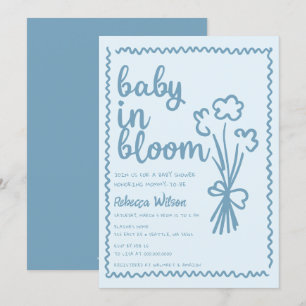 Baby in Bloom Whimsical Hand Drawn Boy Baby Dusche Einladung