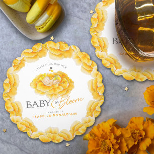 Baby in Bloom whimsy Aquarell gelbe Babydusche Untersetzer