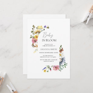 Baby in Bloom Wiesenwildblumen Dusche Einladung