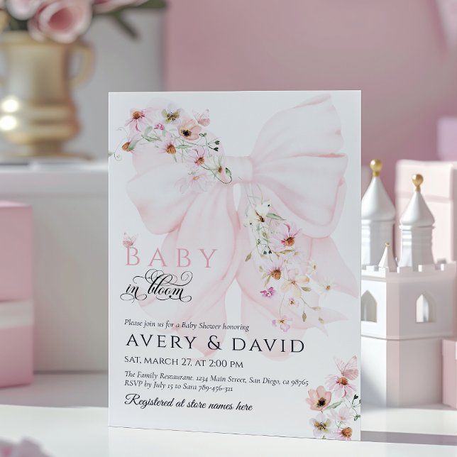 Baby in Bloom Wild Blume Bow Spring Baby Dusche Einladung (Von Creator hochgeladen)