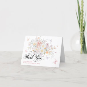 Baby in Bloom Wild Blume Butterfly Babydusche Dankeskarte