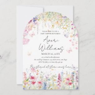 Baby in Bloom Wild Blume Butterfly Babydusche Einladung