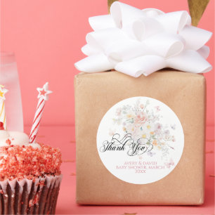 Baby in Bloom Wild Blume Butterfly Babydusche Runder Aufkleber