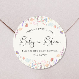 Baby in Bloom Wildblume Aquarell Kinderdusche Runder Aufkleber