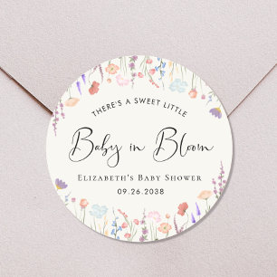 Baby in Bloom Wildblume Aquarell Kinderdusche Runder Aufkleber