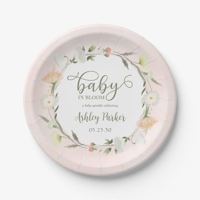 Baby in Bloom Wildblume Baby Sprinkle Pappteller (Vorderseite)