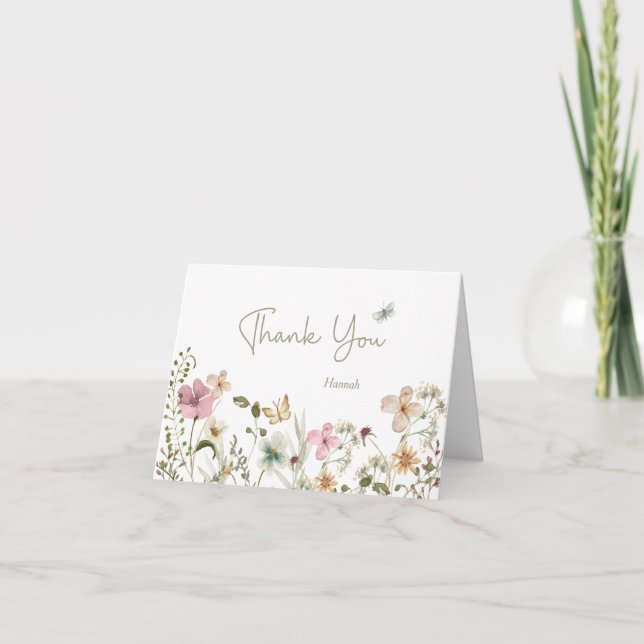 Baby in Bloom Wildblume Babydusche Dankeskarte (Vorderseite)